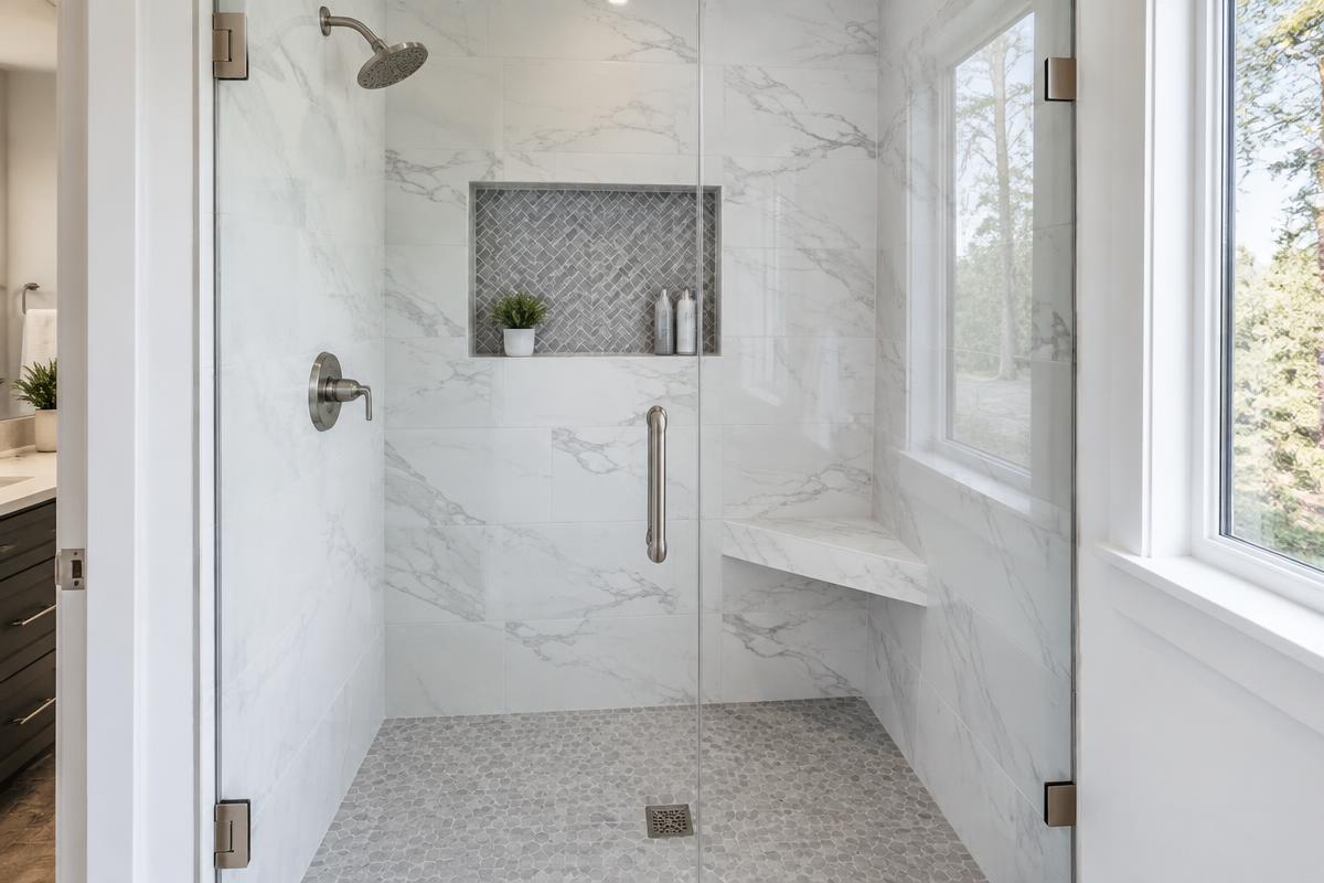 Illustrative tiled bathroom example