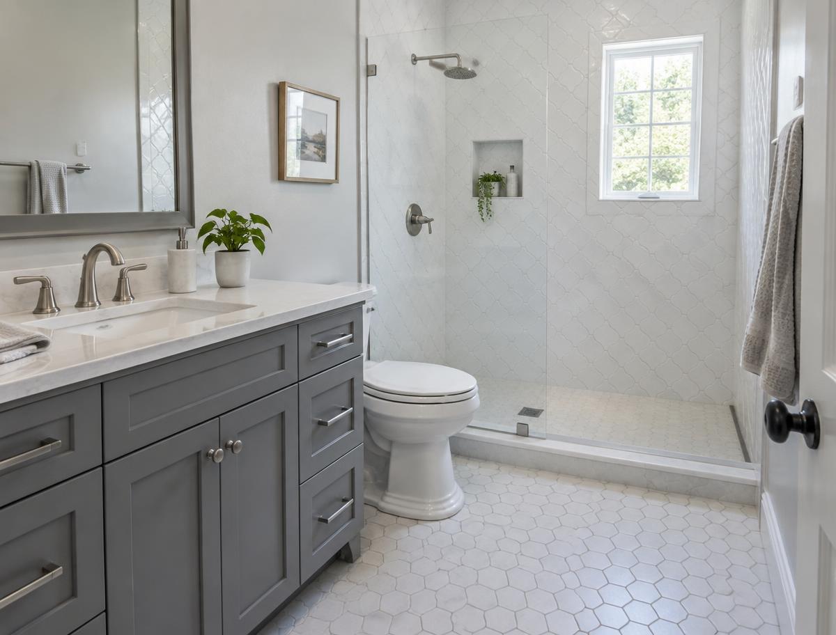 Illustrative tiled bathroom example