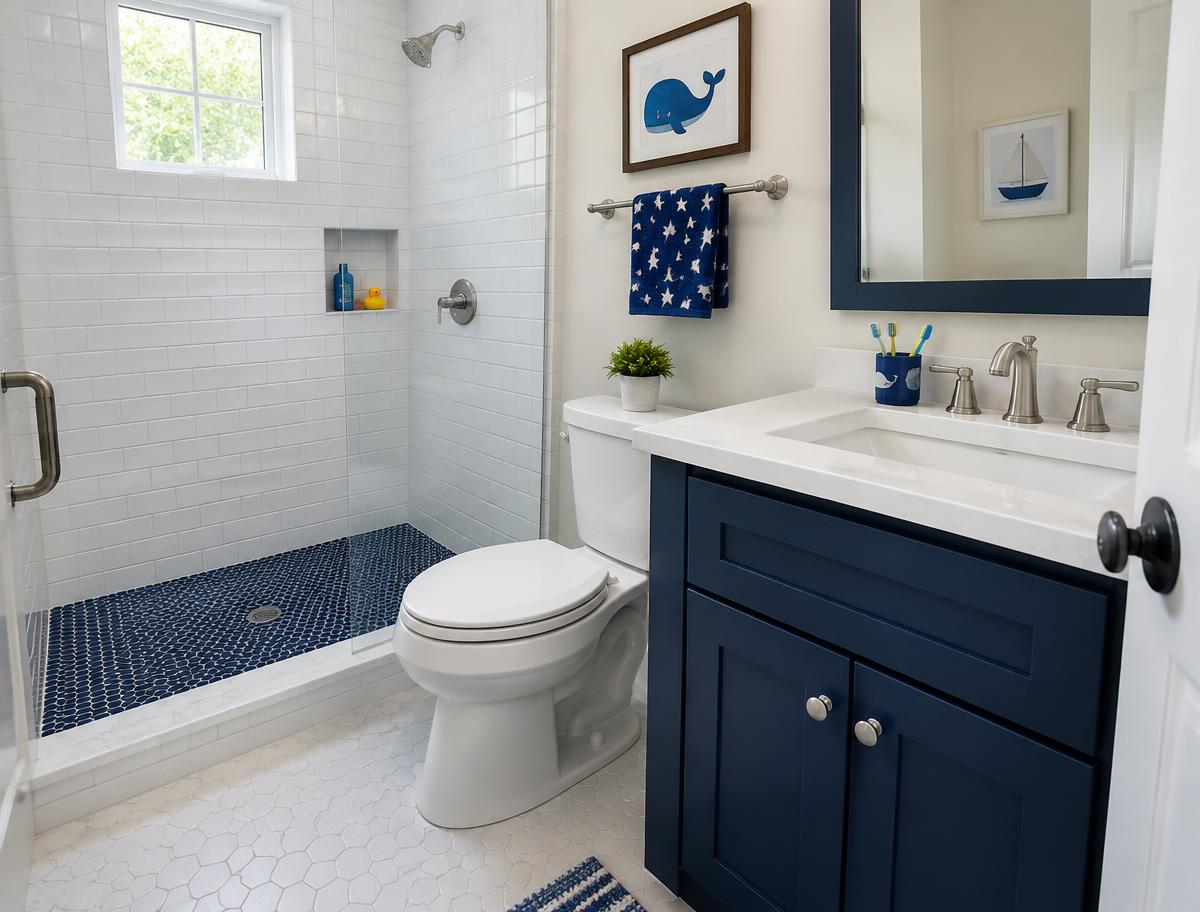 Illustrative tiled bathroom example