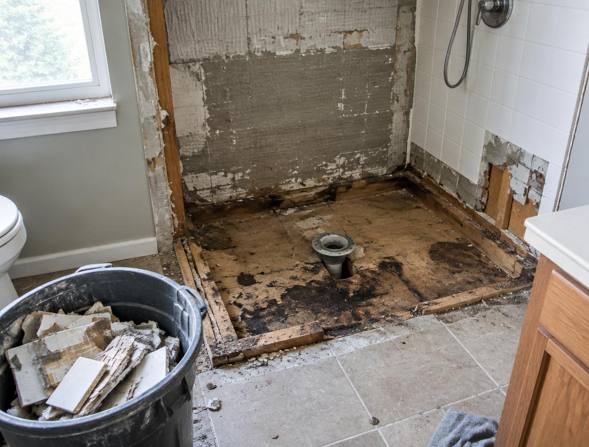 Illustrative shower pan replacement tile example